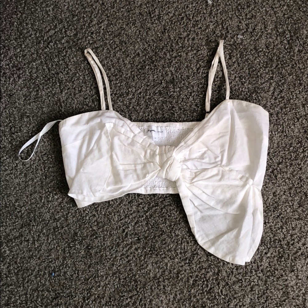 White bow tie crop top